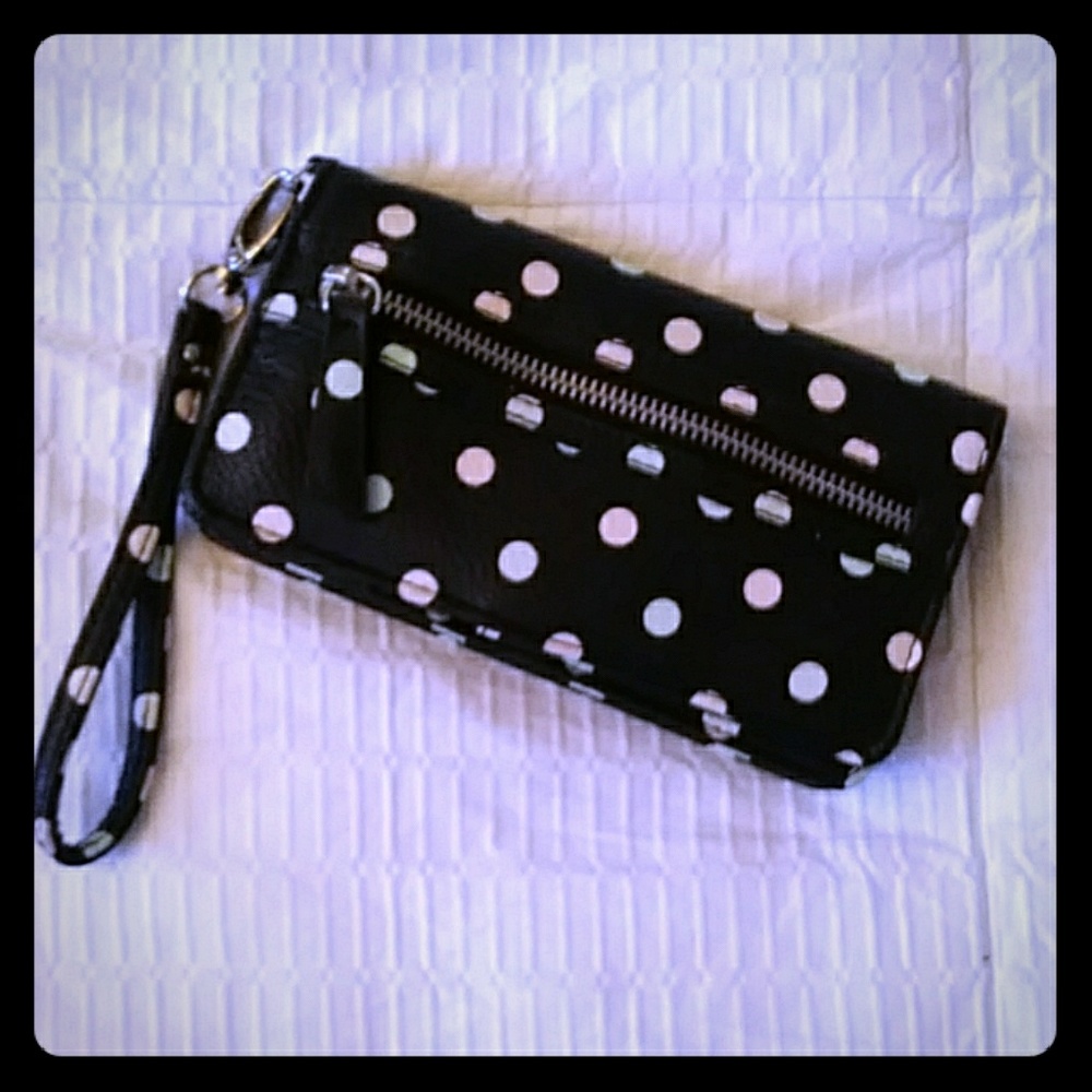 Purse black multi polka dot
